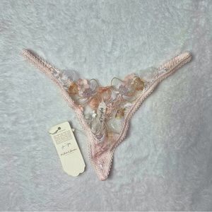 For Love & Lemons Sheer Floral Embroidered Thong
